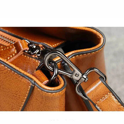 Genuine Leather Handbag Shoulder Cross Body Messenger Bag For Women Fashion Designer Female Oil Wax Purse Tote Top Handle Bags