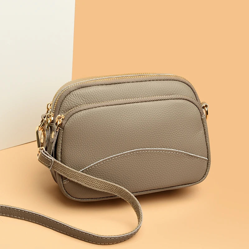 Genuine Leather Handbag Women's Bag 2022 Fashion Solid Color Cow Women Shoulder Crossbody Bag Luxury Ladies Phone Bag And Purses