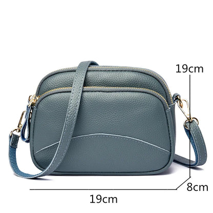 Genuine Leather Handbag Women's Bag 2022 Fashion Solid Color Cow Women Shoulder Crossbody Bag Luxury Ladies Phone Bag And Purses