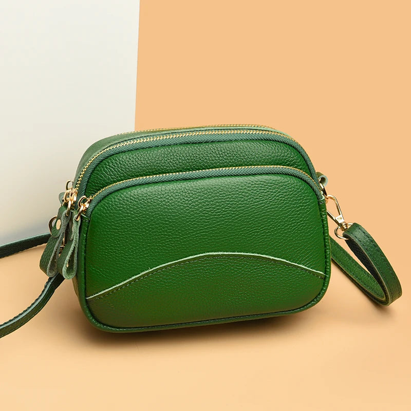 Genuine Leather Handbag Women's Bag 2022 Fashion Solid Color Cow Women Shoulder Crossbody Bag Luxury Ladies Phone Bag And Purses