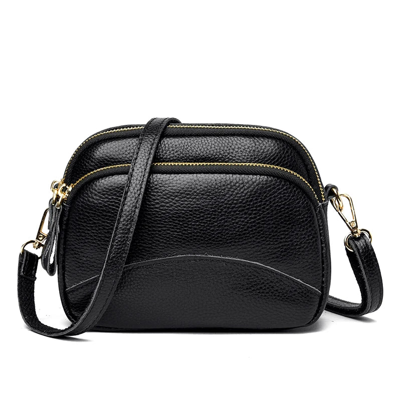 Genuine Leather Handbag Women's Bag 2022 Fashion Solid Color Cow Women Shoulder Crossbody Bag Luxury Ladies Phone Bag And Purses