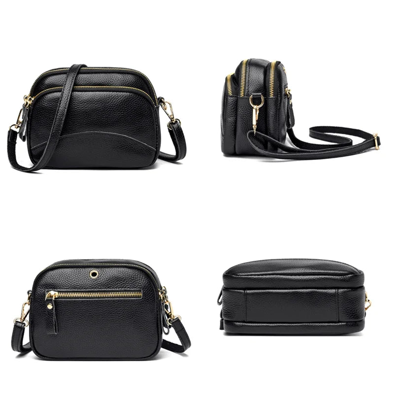 Genuine Leather Handbag Women's Bag 2022 Fashion Solid Color Cow Women Shoulder Crossbody Bag Luxury Ladies Phone Bag And Purses
