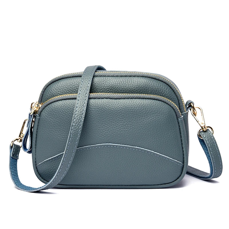 Genuine Leather Handbag Women's Bag 2022 Fashion Solid Color Cow Women Shoulder Crossbody Bag Luxury Ladies Phone Bag And Purses