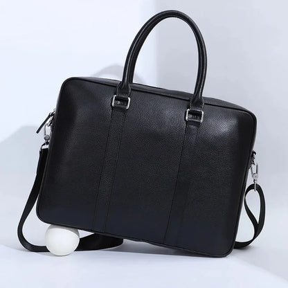 Genuine Leather High-End Men Briefcase Horizontal Business Handbag Large Capacity Fashion Shoulder Messenger Male File Bag