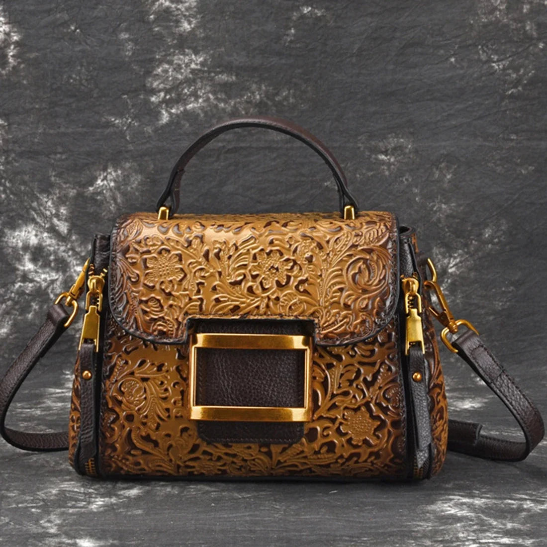 Genuine Leather High Quality Women Cross Body Shoulder Bags Handbag Embossing Vintage Trend Real Cowhide Messenger Tote Bag New