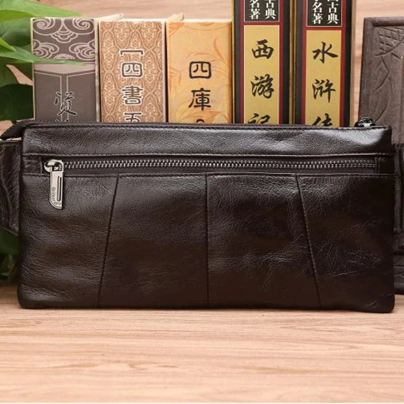 Genuine Leather Hip Bum Fanny Pack Male Cigarette Cell Phone Case Pocket Chest Bags Retro Men Nature Skin Loop Waist Belt Bag
