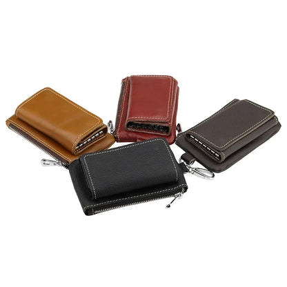 Genuine Leather Key Wallet Unisex Multifunction Keys Organizer Men Simple Card Keychain Cover Women Smart Housekeeper Coin Purse