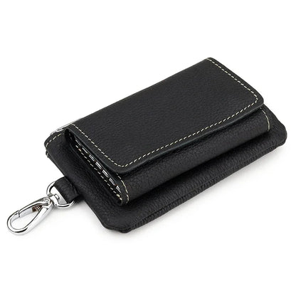 Genuine Leather Key Wallet Unisex Multifunction Keys Organizer Men Simple Card Keychain Cover Women Smart Housekeeper Coin Purse