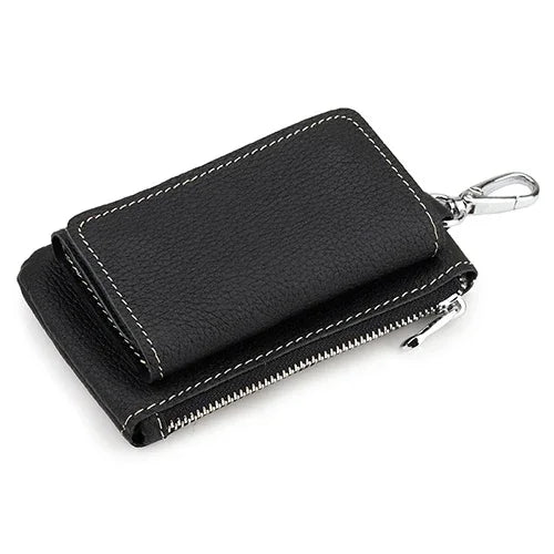 Genuine Leather Key Wallet Unisex Multifunction Keys Organizer Men Simple Card Keychain Cover Women Smart Housekeeper Coin Purse