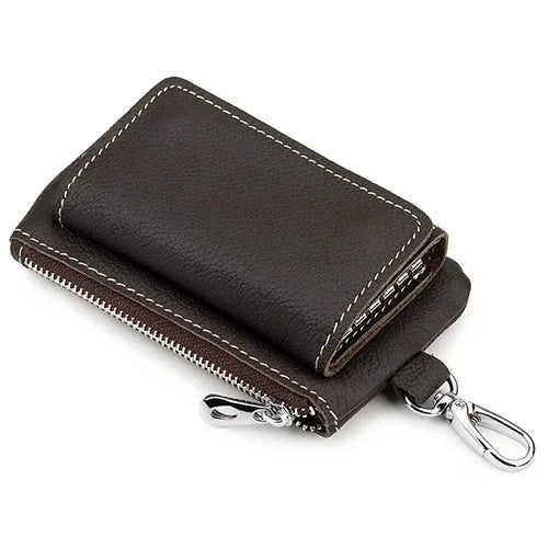 Genuine Leather Key Wallet Unisex Multifunction Keys Organizer Men Simple Card Keychain Cover Women Smart Housekeeper Coin Purse