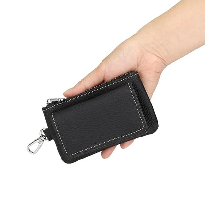 Genuine Leather Key Wallet Unisex Multifunction Keys Organizer Men Simple Card Keychain Cover Women Smart Housekeeper Coin Purse