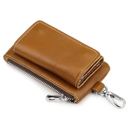 Genuine Leather Key Wallet Unisex Multifunction Keys Organizer Men Simple Card Keychain Cover Women Smart Housekeeper Coin Purse