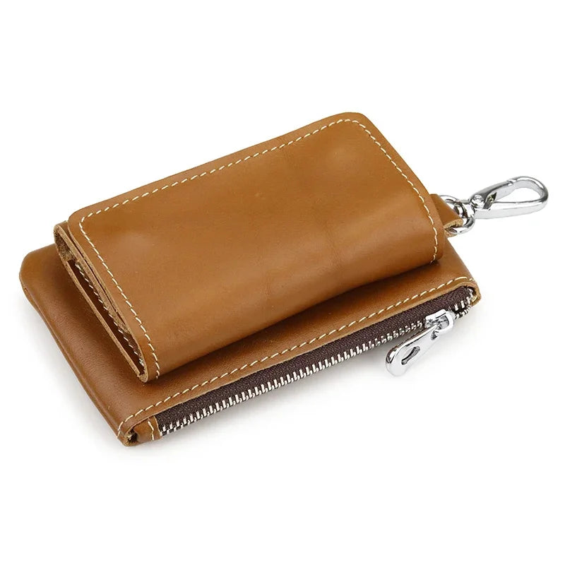 Genuine Leather Key Wallet Unisex Multifunction Keys Organizer Men Simple Card Keychain Cover Women Smart Housekeeper Coin Purse