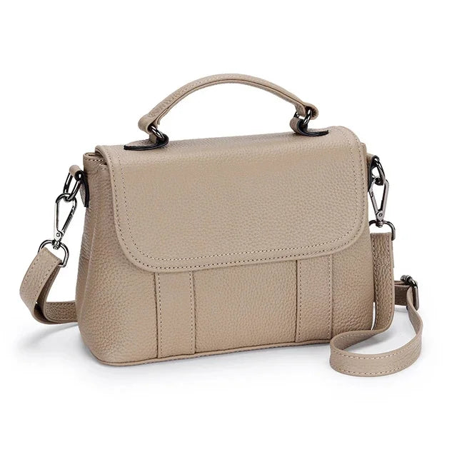 Genuine Leather Ladies First Layer Cowhide Messenger Bag New Multifunctional Single Handbag Wide Shoulder Strap Satchel