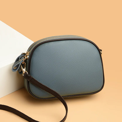 Genuine Leather Ladies Shoulder Bags HandBags For Women's 2022 Fashion 3 Layer Female Crossbody Bag Cow Leather Ladies Purse Sac