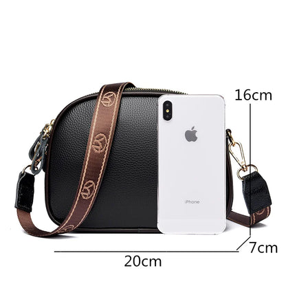 Genuine Leather Ladies Shoulder Bags HandBags For Women's 2022 Fashion 3 Layer Female Crossbody Bag Cow Leather Ladies Purse Sac