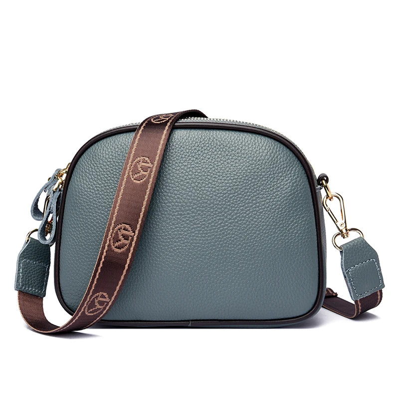 Genuine Leather Ladies Shoulder Bags HandBags For Women's 2022 Fashion 3 Layer Female Crossbody Bag Cow Leather Ladies Purse Sac