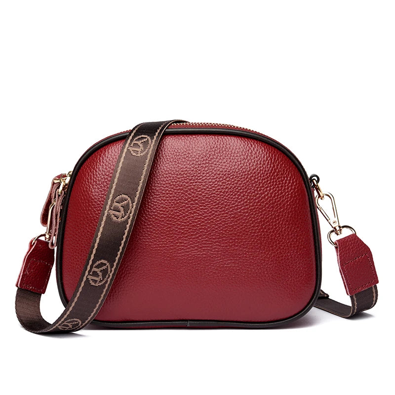 Genuine Leather Ladies Shoulder Bags HandBags For Women's 2022 Fashion 3 Layer Female Crossbody Bag Cow Leather Ladies Purse Sac