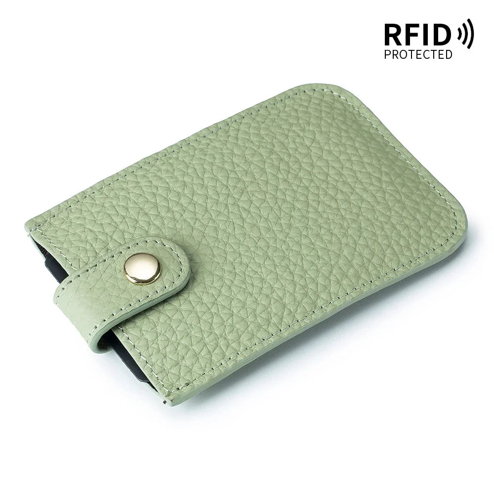 Genuine Leather Laminated Drawstring Rfid Business Portable Ultrathin Card Bag