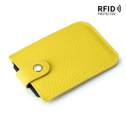 Genuine Leather Laminated Drawstring Rfid Business Portable Ultrathin Card Bag