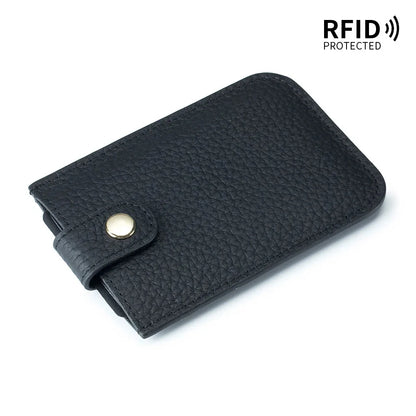 Genuine Leather Laminated Drawstring Rfid Business Portable Ultrathin Card Bag