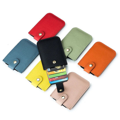 Genuine Leather Laminated Drawstring Rfid Business Portable Ultrathin Card Bag