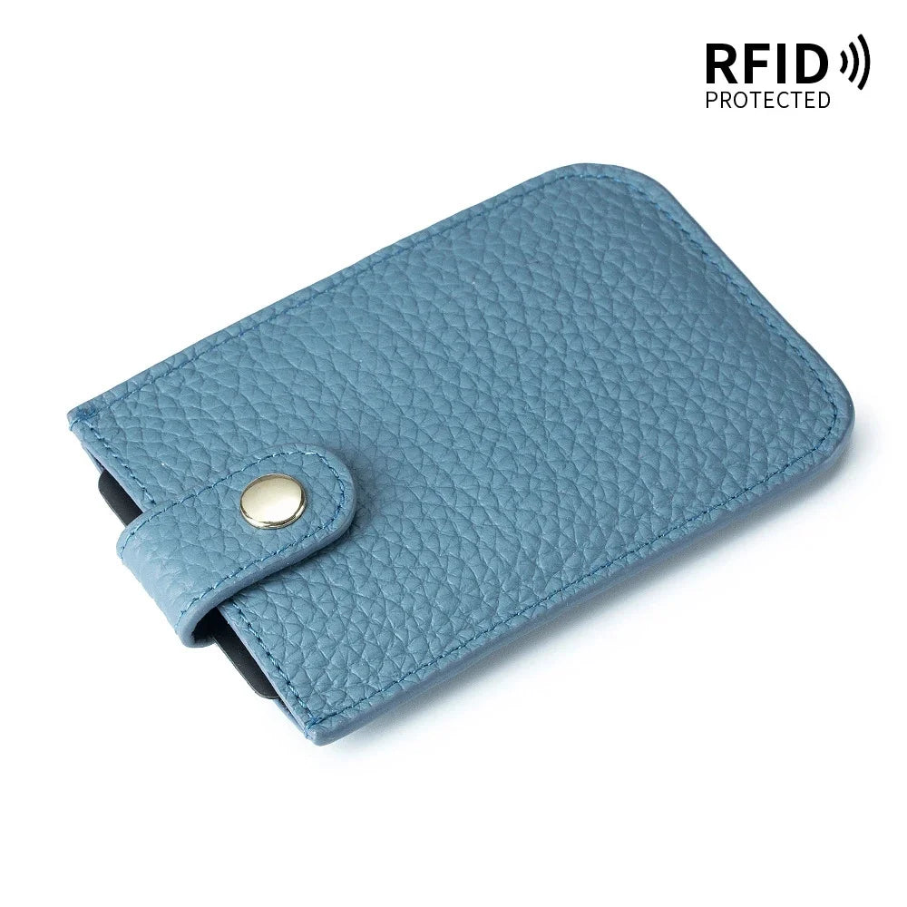 Genuine Leather Laminated Drawstring Rfid Business Portable Ultrathin Card Bag