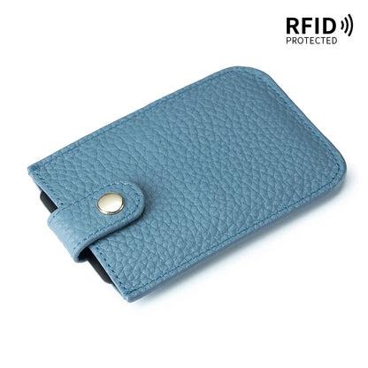 Genuine Leather Laminated Drawstring Rfid Business Portable Ultrathin Card Bag