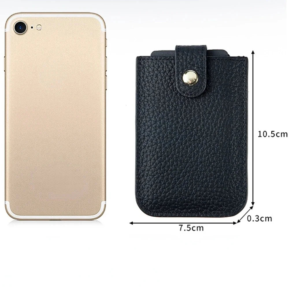 Genuine Leather Laminated Drawstring Rfid Business Portable Ultrathin Card Bag