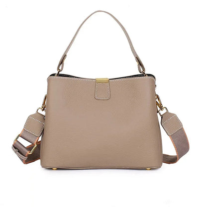 Genuine Leather Luxury 2024 Women's Bag Trend handbag bags for women Black BrownTote 3-layer high capacity Bucket Crossbody