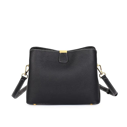 Genuine Leather Luxury 2024 Women's Bag Trend handbag bags for women Black BrownTote 3-layer high capacity Bucket Crossbody