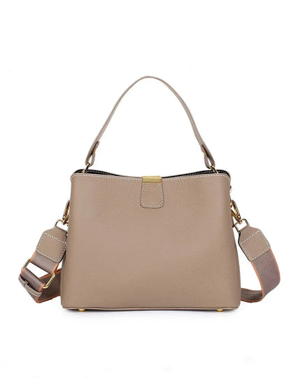 Genuine Leather Luxury 2024 Women's Bag Trend handbag bags for women Black BrownTote 3-layer high capacity Bucket Crossbody