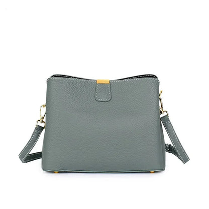 Genuine Leather Luxury 2024 Women's Bag Trend handbag bags for women Black BrownTote 3-layer high capacity Bucket Crossbody