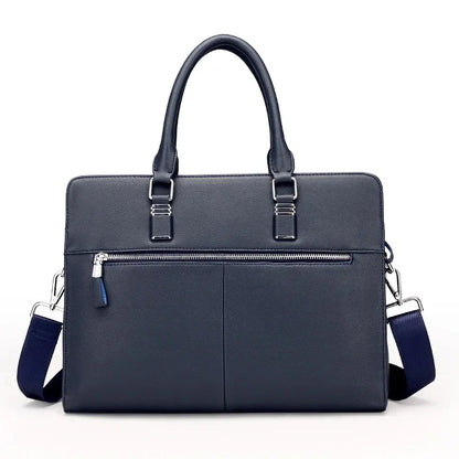 Genuine Leather Men Briefcases With Zipper Horizontal Handbag For Documents Office Shoulder Messenger Male Laptop Bag