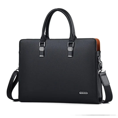 Genuine Leather Men Briefcases With Zipper Horizontal Handbag For Documents Office Shoulder Messenger Male Laptop Bag