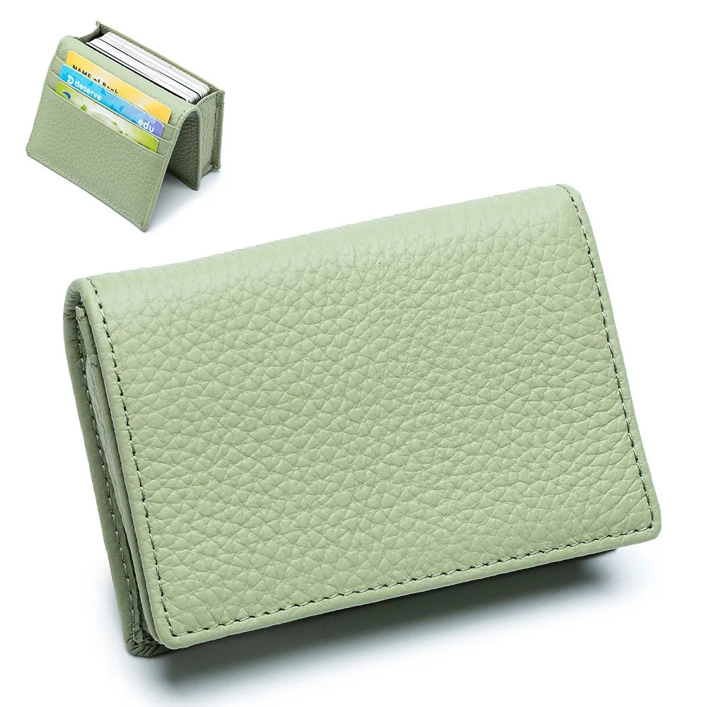 Genuine Leather Men Business Card Holder Large Capacity Professional Credit Card Bags Portable Women Coins Wallet Porte Carte