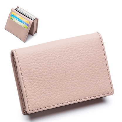 Genuine Leather Men Business Card Holder Large Capacity Professional Credit Card Bags Portable Women Coins Wallet Porte Carte