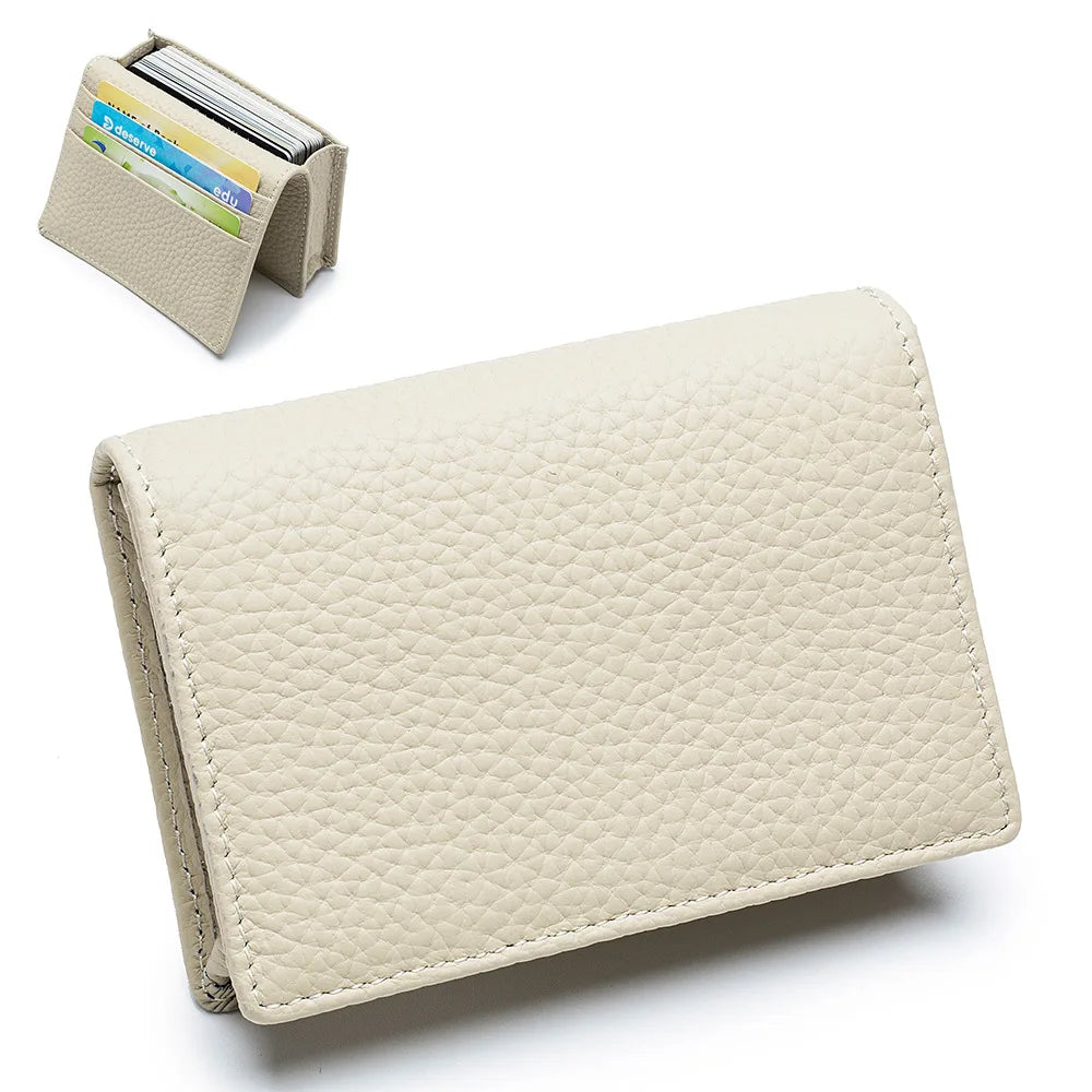 Genuine Leather Men Business Card Holder Large Capacity Professional Credit Card Bags Portable Women Coins Wallet Porte Carte