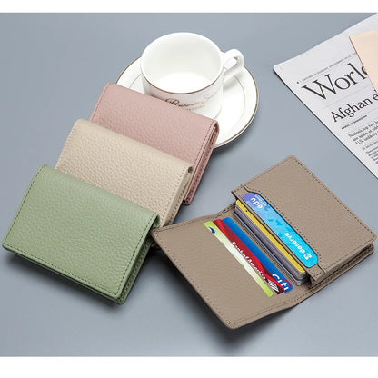 Genuine Leather Men Business Card Holder Large Capacity Professional Credit Card Bags Portable Women Coins Wallet Porte Carte
