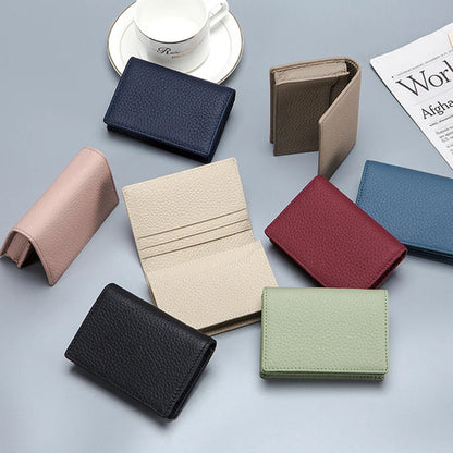 Genuine Leather Men Business Card Holder Large Capacity Professional Credit Card Bags Portable Women Coins Wallet Porte Carte