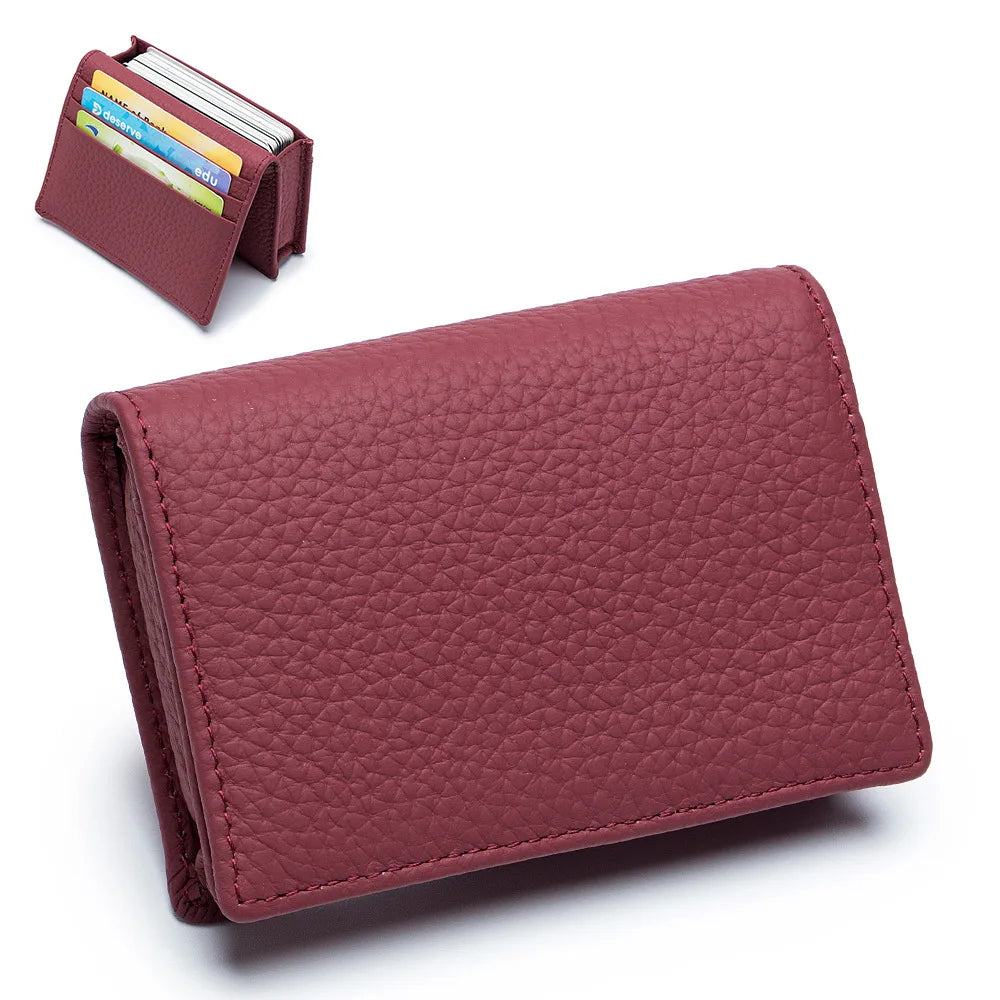 Genuine Leather Men Business Card Holder Large Capacity Professional Credit Card Bags Portable Women Coins Wallet Porte Carte
