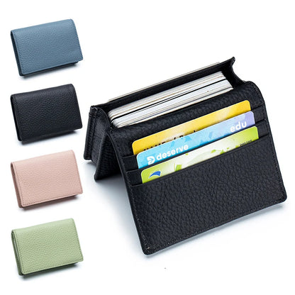 Genuine Leather Men Business Card Holder Large Capacity Professional Credit Card Bags Portable Women Coins Wallet Porte Carte