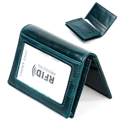 Genuine Leather Men Business Credit Card Holders Black Blue Women Large Capacity ID Cards Wallet Cowhide Coins Money Bags Purse