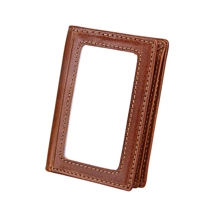Genuine Leather Men Business Credit Card Holders Black Blue Women Large Capacity ID Cards Wallet Cowhide Coins Money Bags Purse