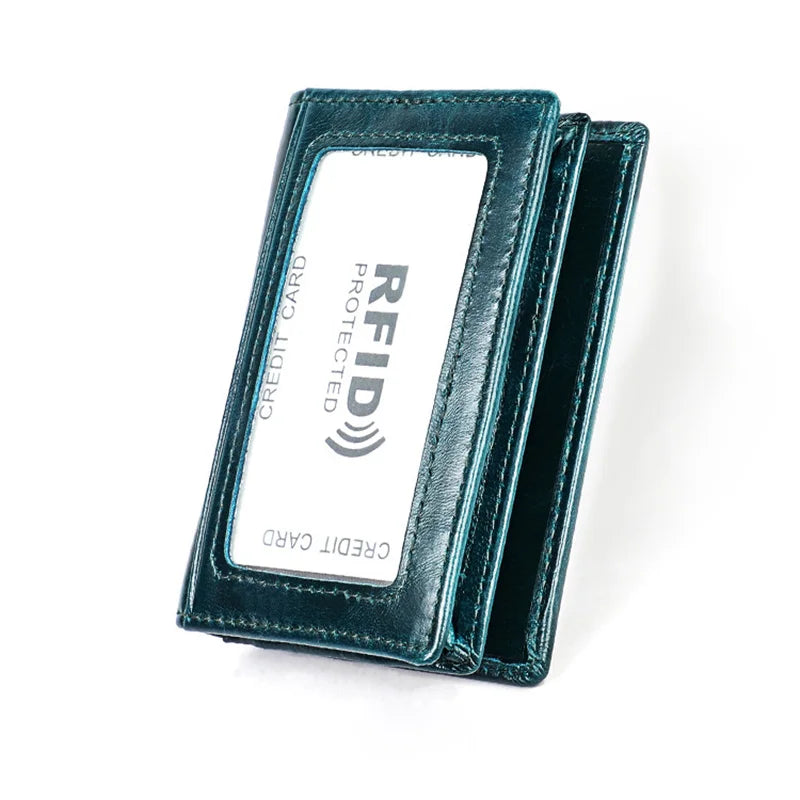 Genuine Leather Men Business Credit Card Holders Black Blue Women Large Capacity ID Cards Wallet Cowhide Coins Money Bags Purse