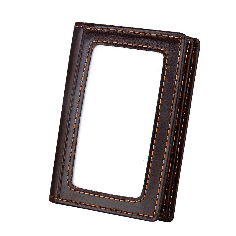 Genuine Leather Men Business Credit Card Holders Black Blue Women Large Capacity ID Cards Wallet Cowhide Coins Money Bags Purse