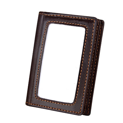 Genuine Leather Men Business Credit Card Holders Black Blue Women Large Capacity ID Cards Wallet Cowhide Coins Money Bags Purse