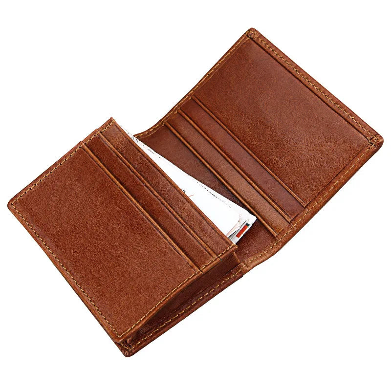 Genuine Leather Men Business Credit Card Holders Black Blue Women Large Capacity ID Cards Wallet Cowhide Coins Money Bags Purse
