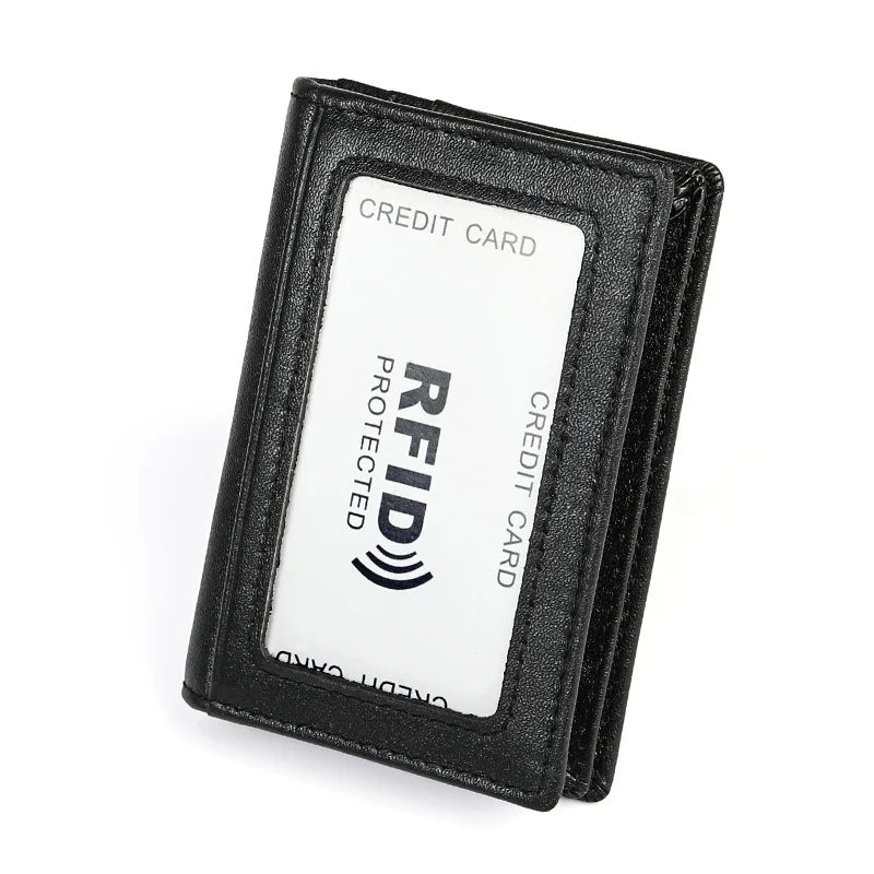 Genuine Leather Men Business Credit Card Holders Black Blue Women Large Capacity ID Cards Wallet Cowhide Coins Money Bags Purse