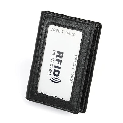 Genuine Leather Men Business Credit Card Holders Black Blue Women Large Capacity ID Cards Wallet Cowhide Coins Money Bags Purse